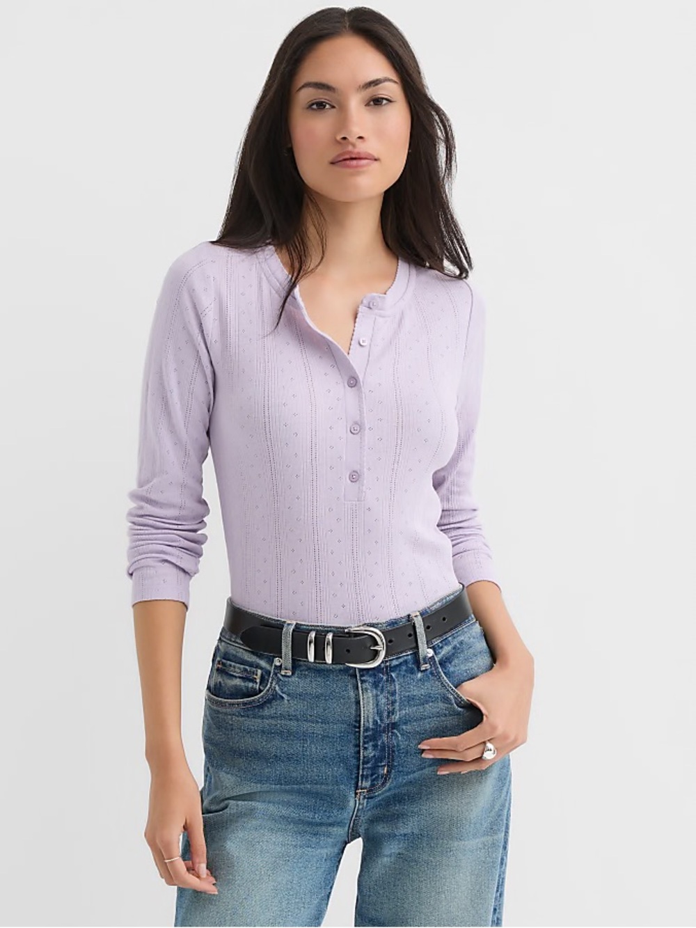 Loft Pointelle Henley Top